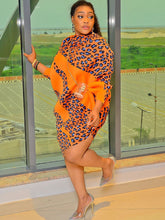 Long Sleeve Asymmetrical Leopard Print Mini Dress